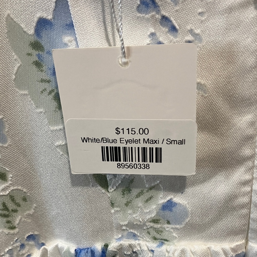 Elegant White and Blue Floral Dress